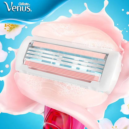 Original Gillette Venus Spa Breeze Safety Razor Blades Refills for Women's Hair Removal, Female Shaving, and Depilatory Manual Shaver.