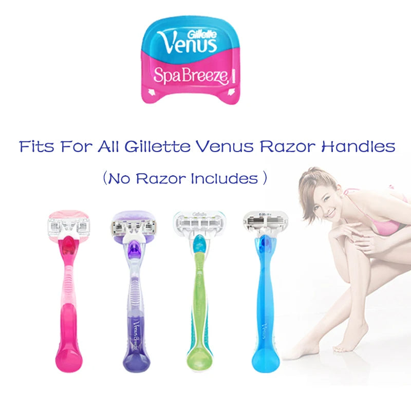 Original Gillette Venus Spa Breeze Safety Razor Blades Refills for Women's Hair Removal, Female Shaving, and Depilatory Manual Shaver.